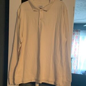 Goodfellow & Co Cream Long Sleeve Polo Shirt